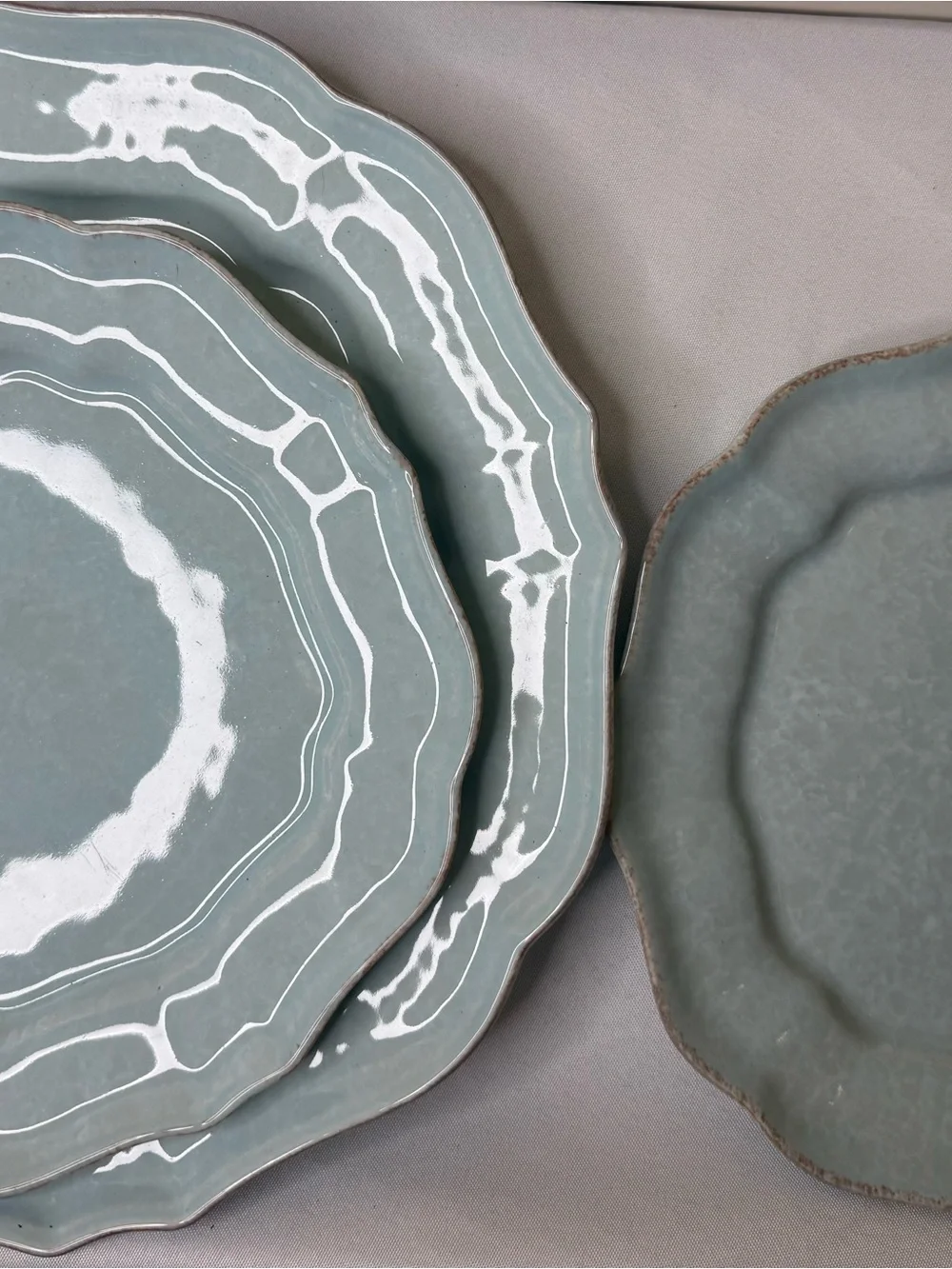 Blue Casa Stone by Casafina Made in Portugal 2 Salad Plates & 1 Dinner Plate